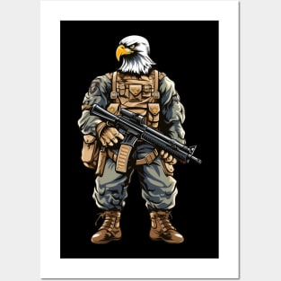 eagle soldier isolated on white Posters and Art